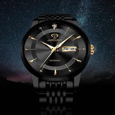 Automatic Watches for Men,50M Waterproof Self Winding Tourbillon Mechanical Wrist Watch,Business Fashion Dress Watch Luminous Date Luxury Diamond Stainless Steel Men Wrist Watch in Saudi Arabia