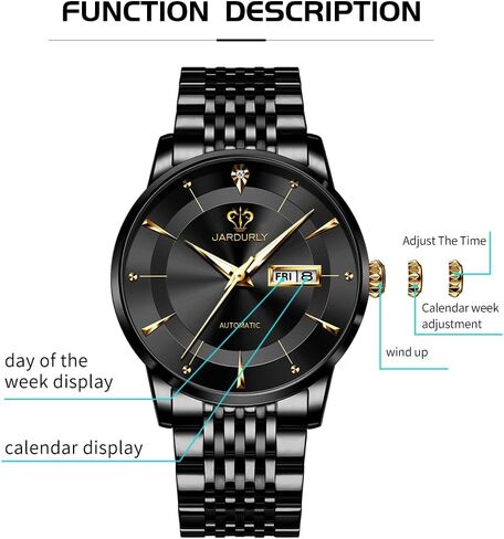 Automatic Watches for Men,50M Waterproof Self Winding Tourbillon Mechanical Wrist Watch,Business Fashion Dress Watch Luminous Date Luxury Diamond Stainless Steel Men Wrist Watch in Saudi Arabia