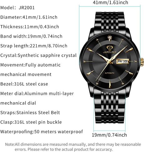 Automatic Watches for Men,50M Waterproof Self Winding Tourbillon Mechanical Wrist Watch,Business Fashion Dress Watch Luminous Date Luxury Diamond Stainless Steel Men Wrist Watch in Saudi Arabia