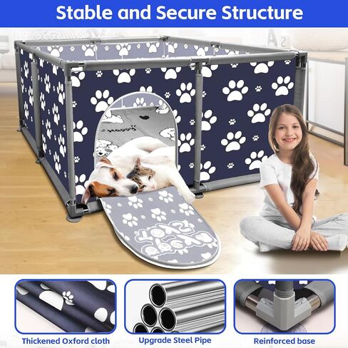 2024 Upgraded Whelping Box for Dogs,24.8’’Extra Tall Dog Whelping Pen with Whelping Pad,Dog Whelping Supplies for Dogs Puppies,Whelping Box for Large Small Breed Dogs(47" Dia.x24.8 H) (Grey) in Kuwait
