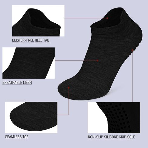 Iseasoo 3 Pairs Non Slip Grip Socks for Men Anti-Skid Gripper Socks Low Cut Cushioned Athletic Socks for Yoga, Pilates in Saudi Arabia