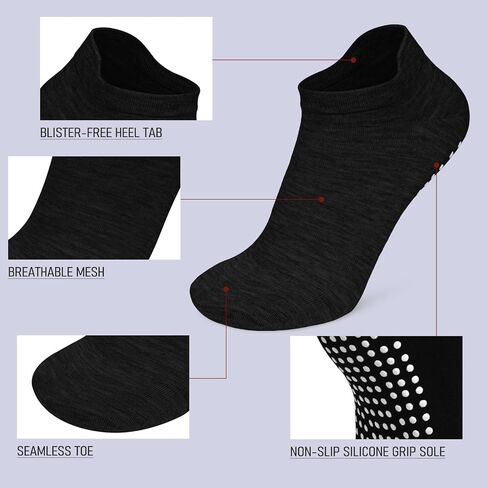 Iseasoo 3 Pairs Non Slip Grip Socks for Men Anti-Skid Gripper Socks Low Cut Cushioned Athletic Socks for Yoga, Pilates in Saudi Arabia