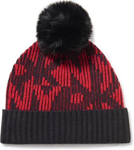 DKNY Women's Logo Faux Fur Pom Ribbed Hat in Saudi Arabia