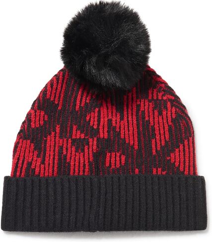 DKNY Women's Logo Faux Fur Pom Ribbed Hat in Saudi Arabia