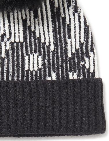 DKNY Women's Logo Faux Fur Pom Ribbed Hat in Saudi Arabia