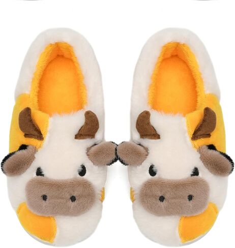 sharllen Fuzzy Cow Slippers for Kids Cute Fluffy Cow Toddler House Slippers Girls Boys Animal Cartoon House Shoes for Indoor Outdoor in Saudi Arabia