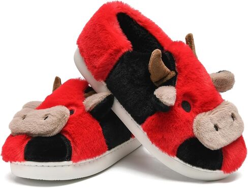 شباشب بقرة غامضة من Sharllen للأطفال، شباشب منزل لطيفة منفوش للأطفال البنات والأولاد، أحذية منزلية برسوم كرتونية على شكل حيوانات للأماكن الداخلية والخارجية in Kuwait