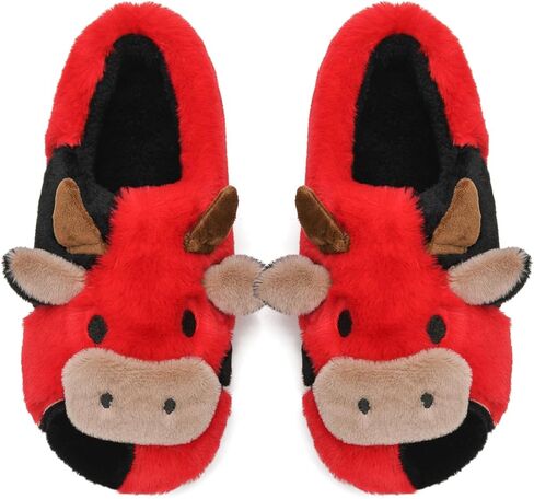 شباشب بقرة غامضة من Sharllen للأطفال، شباشب منزل لطيفة منفوش للأطفال البنات والأولاد، أحذية منزلية برسوم كرتونية على شكل حيوانات للأماكن الداخلية والخارجية in Kuwait