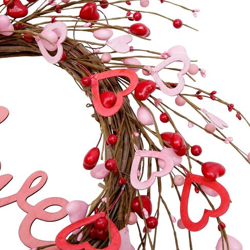 20 Inch Valentine's Day Wreath for Front Door Valentine's Day Decorations Artificial Red Pink Heart Wreaths Valentine's Day Gift for Anniversary Wedding Party Wall Window Home Decor in Saudi Arabia