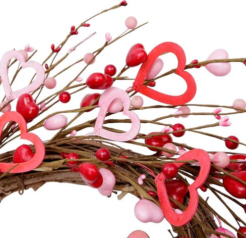 20 Inch Valentine's Day Wreath for Front Door Valentine's Day Decorations Artificial Red Pink Heart Wreaths Valentine's Day Gift for Anniversary Wedding Party Wall Window Home Decor in Saudi Arabia