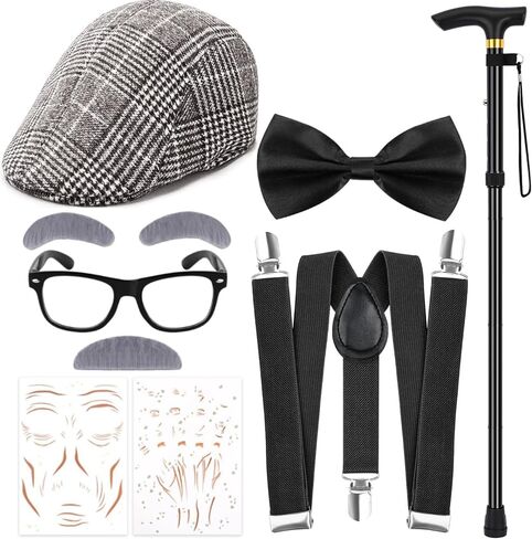 7 PCS 100 Days of School Costume for Boys Old Man Costume Set for Kids 100th of School Grandpa Dress Up in Saudi Arabia