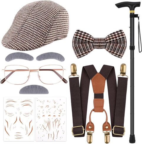 7 PCS 100 Days of School Costume for Boys Old Man Costume Set for Kids 100th of School Grandpa Dress Up in Saudi Arabia