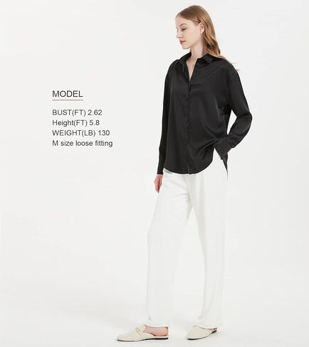 Satin Blouse for Women, Womens Button Down Shirts Long Sleeve Silk Tops Business Casual Outfits Fashion 2023 in Saudi Arabia