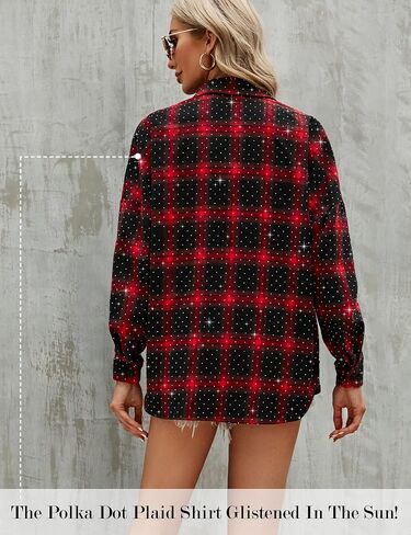 Blooming Jelly Womens Plaid Blouses Collared Long Sleeve Button Down Tops Business Casual Shirt Jacket in Saudi Arabia