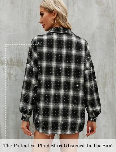 Blooming Jelly Womens Plaid Blouses Collared Long Sleeve Button Down Tops Business Casual Shirt Jacket in Saudi Arabia