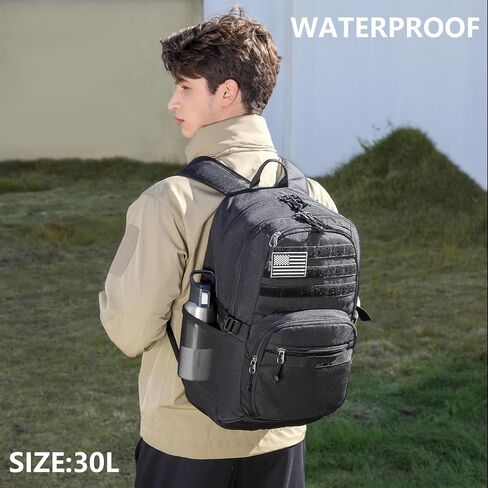 Wotony Military Tactical Backpack for Men Army 3 Days Assault Pack Bag with Molle System Backpack Tactical for Outdoor Adventures (Black, 19inch) in Saudi Arabia