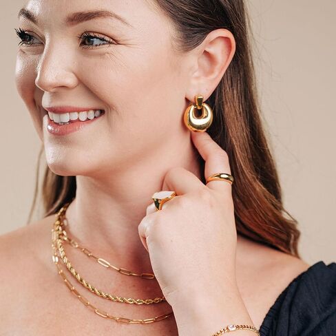 18k Gold Plated Earring for Women, Chunky, Hypoallergenic Jewelry Ideal for Gift in Saudi Arabia