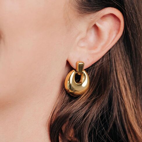 18k Gold Plated Earring for Women, Chunky, Hypoallergenic Jewelry Ideal for Gift in Saudi Arabia
