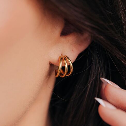 18k Gold Plated Earring for Women, Chunky, Hypoallergenic Jewelry Ideal for Gift in Saudi Arabia