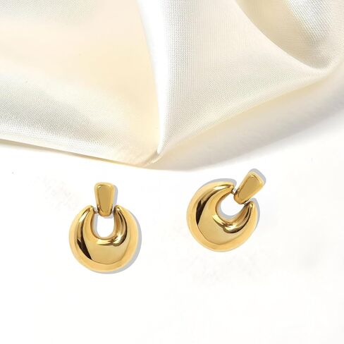 18k Gold Plated Earring for Women, Chunky, Hypoallergenic Jewelry Ideal for Gift in Saudi Arabia