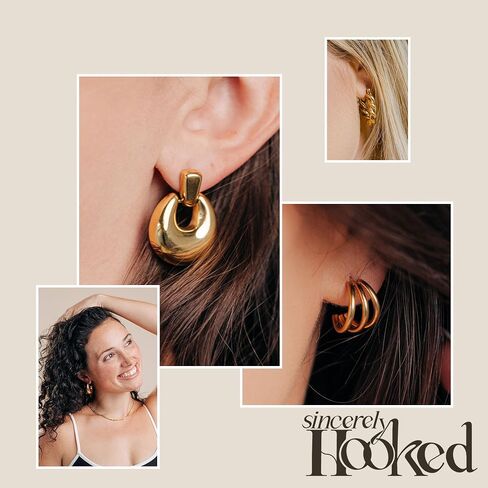 18k Gold Plated Earring for Women, Chunky, Hypoallergenic Jewelry Ideal for Gift in Saudi Arabia