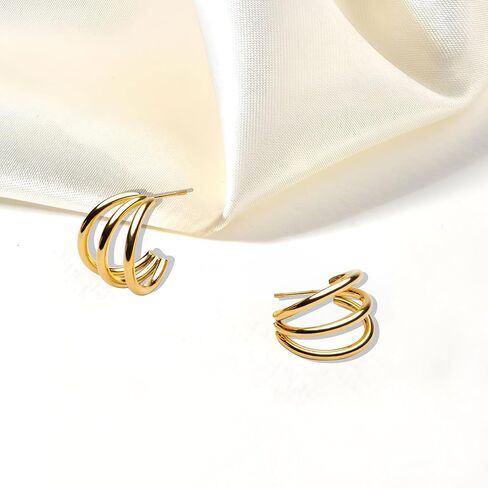 18k Gold Plated Earring for Women, Chunky, Hypoallergenic Jewelry Ideal for Gift in Saudi Arabia