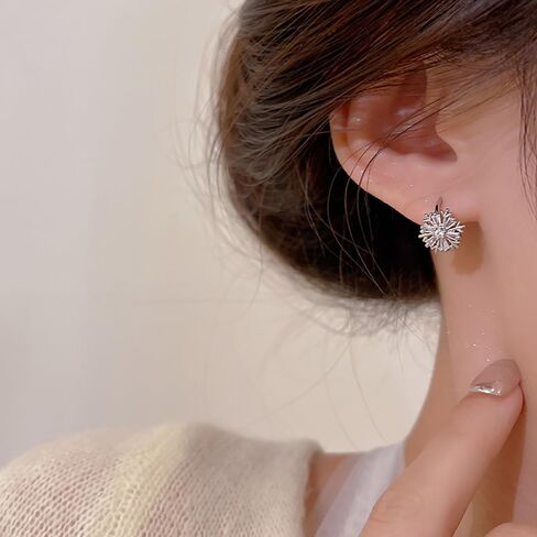 Crystal Cubic Zirconia Huggie Snowflake Hoop Earrings for Women,14K Gold Plated Trendy Earrings Statement Jewelry for Gifts Party,Stainless Steel Earrings in Kuwait