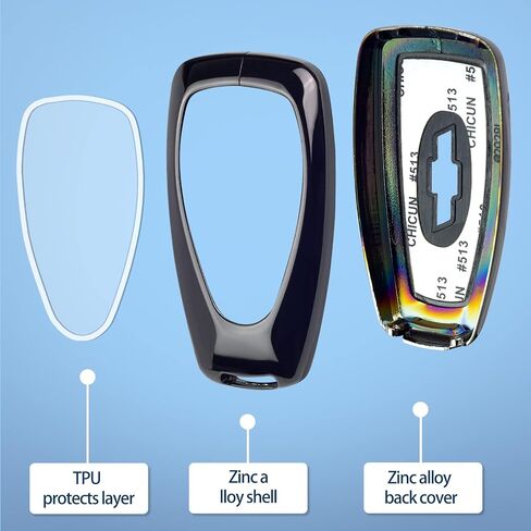 Black zinc Alloy Smart Key Case Cover Compatible with Chevrolet 2017-2021 Chevy Malibu Camaro Cruze Traverse Sonic Volt Bolt Equinox 2&3&4&5 Button Keyless Car Remote Accessory in Saudi Arabia