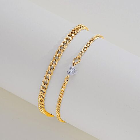 Gold/Silver 2PCS Matching Couple Bracelets Anniversary Couple Gift Matching Bracelets for Couple Stainless Steel Bracelets for Couples Anniversary Promise Valentine's Gifts in Saudi Arabia