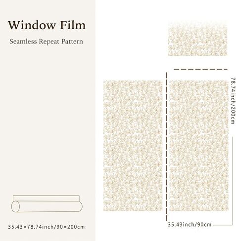 Golden Flower Privacy Window Film, Removable Static Cling Double-Sided Frosted Window Decal for Door Window Panes Glass Decor, 35.43 Inch Width, Lotus in Kuwait