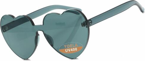 Yoela Heart Thick Oversized Rimless Sunglasses One Piece Heart Shape Eyewear Colored Sunglasses for Women in Saudi Arabia