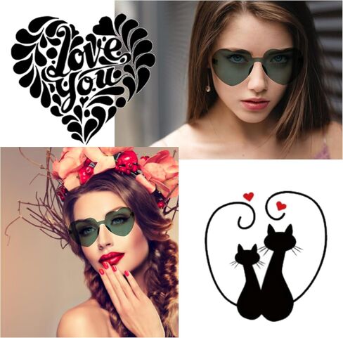 Yoela Heart Thick Oversized Rimless Sunglasses One Piece Heart Shape Eyewear Colored Sunglasses for Women in Saudi Arabia