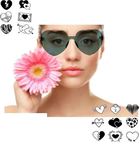 Yoela Heart Thick Oversized Rimless Sunglasses One Piece Heart Shape Eyewear Colored Sunglasses for Women in Saudi Arabia