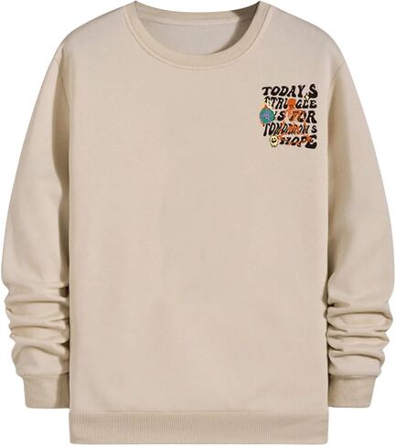 Men's Letter Graphic Crewneck Sweatshirt Long Sleeve Vintage Pullover Tops Fall Clothes in Saudi Arabia