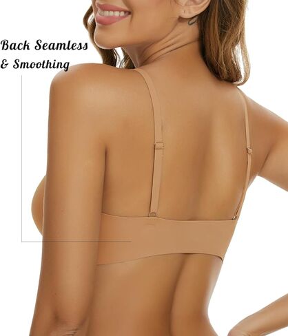 Push Up Bra Front Closure Bras for Women Comfort No Underwire Low Cut V-Neck Bralette Seamless Padded Nude Bra in Kuwait