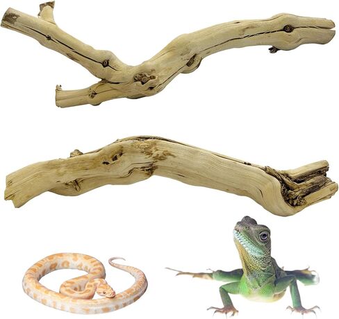 Reptile Climbing Decor 2 Pack Thick Wood Branches Snake Habitat Decorations Terrarium Wooden Tree Trunk Ornament for Bearded Dragon Lizard Snake Geckos Chameleon Frog in Kuwait