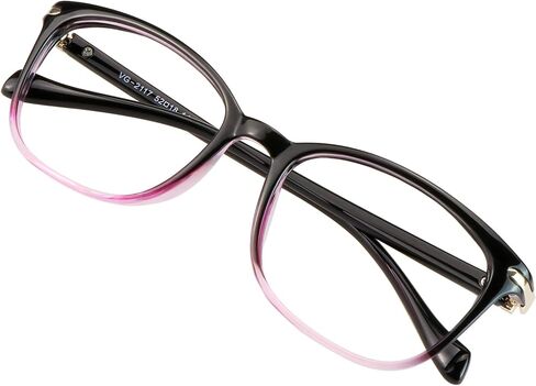 VisionGlobal Blue Light Blocking Glasses for Women, Anti Eyestrain, Computer Reading, TV Glasses, Stylish Square Frame, Anti Glare(+5.00 Magnification) in Saudi Arabia