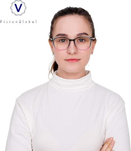 VisionGlobal Blue Light Blocking Glasses for Women, Anti Eyestrain, Computer Reading, TV Glasses, Stylish Square Frame, Anti Glare(+5.00 Magnification) in Saudi Arabia