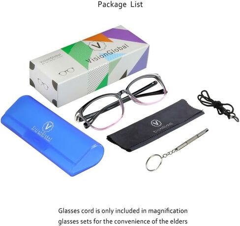 VisionGlobal Blue Light Blocking Glasses for Women, Anti Eyestrain, Computer Reading, TV Glasses, Stylish Square Frame, Anti Glare(+5.00 Magnification) in Saudi Arabia