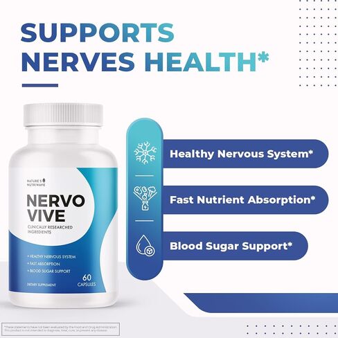 Nervovive Nerve Support Supplement - Advanced Formula Nerve Health Supplements, All Natural Potent Supplement, Maximum Strength for Overall Health and Wellness - 60 Capsules, 1 Month Supply in Kuwait