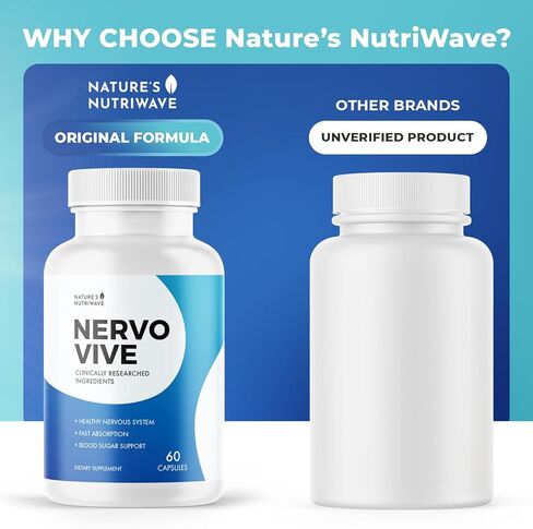 Nervovive Nerve Support Supplement - Advanced Formula Nerve Health Supplements, All Natural Potent Supplement, Maximum Strength for Overall Health and Wellness - 60 Capsules, 1 Month Supply in Kuwait