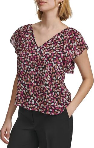 Calvin Klein Women's Ruffle Detail Sleeveless Blouse in Saudi Arabia