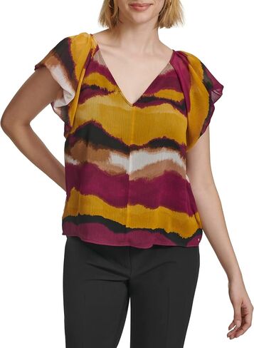 Calvin Klein Women's Ruffle Detail Sleeveless Blouse in Saudi Arabia