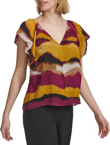 Calvin Klein Women's Ruffle Detail Sleeveless Blouse in Saudi Arabia