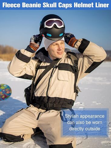 9 قطع قبعة جمجمة شتوية خوذة بطانة دافئة من الصوف للدراجات النارية قبعة جمجمة للجري للرجال والنساء للطقس البارد (نمط أنيق) in Kuwait