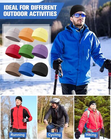 9 قطع قبعة جمجمة شتوية خوذة بطانة دافئة من الصوف للدراجات النارية قبعة جمجمة للجري للرجال والنساء للطقس البارد (نمط أنيق) in Kuwait