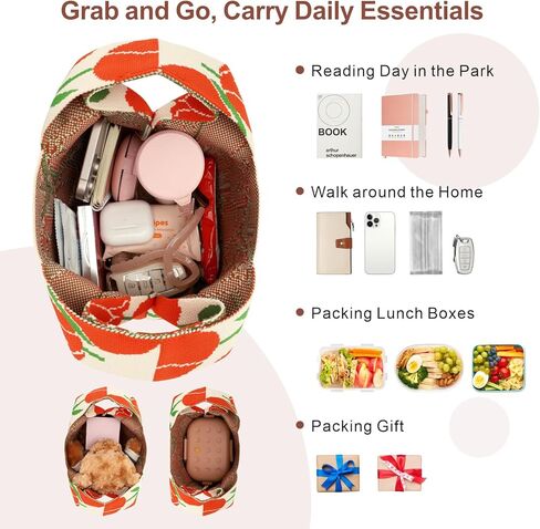 PACKISM Japanese Knot Bag - Small Knot Tote Bags Cute Wrist bag as Gifts for Teen Girls 16-18 (14″x8.5″x0.7″) in Saudi Arabia