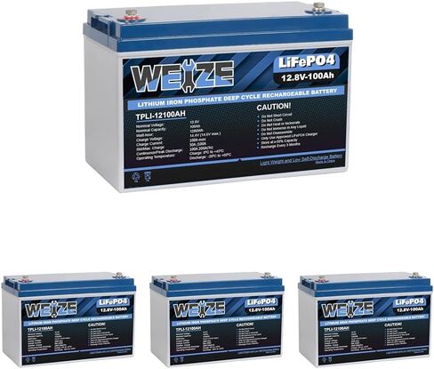 Weize 12V 100Ah LiFePO4 Lithium Battery, Built-in Smart BMS, Low Temperature Protection Group 31 Deep Cycle Battery for Trolling Motor, RV, Solar, Marine, Camping and Off Grid Applications in Saudi Arabia