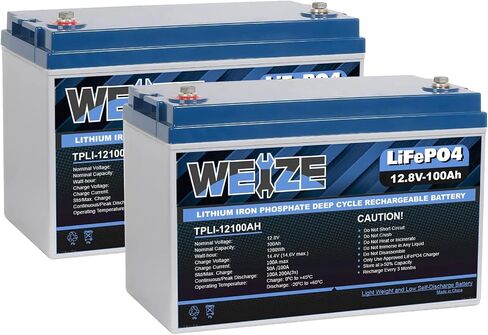 Weize 12V 100Ah LiFePO4 Lithium Battery, Built-in Smart BMS, Low Temperature Protection Group 31 Deep Cycle Battery for Trolling Motor, RV, Solar, Marine, Camping and Off Grid Applications in Saudi Arabia