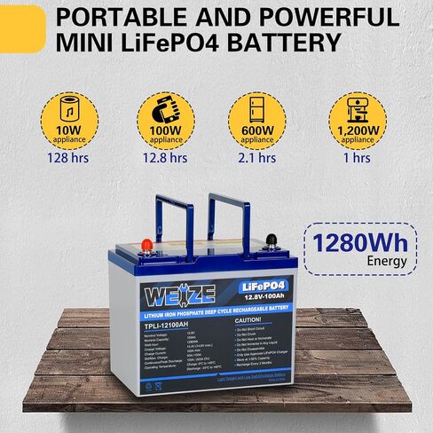 Weize 12V 100Ah LiFePO4 Lithium Battery, Built-in Smart BMS, Low Temperature Protection Group 31 Deep Cycle Battery for Trolling Motor, RV, Solar, Marine, Camping and Off Grid Applications in Saudi Arabia